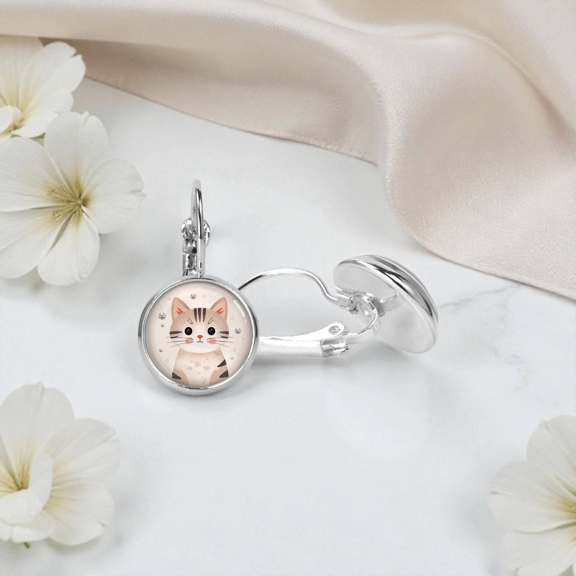 Ohrringe Silber Katze Mädchen Kinder von Sweetlittlelove24