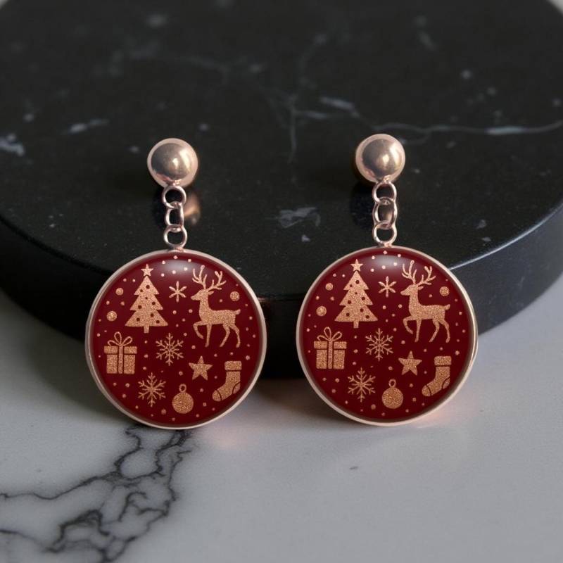 Ohrringe Weihnachten Hängend Roségold von Sweetlittlelove24