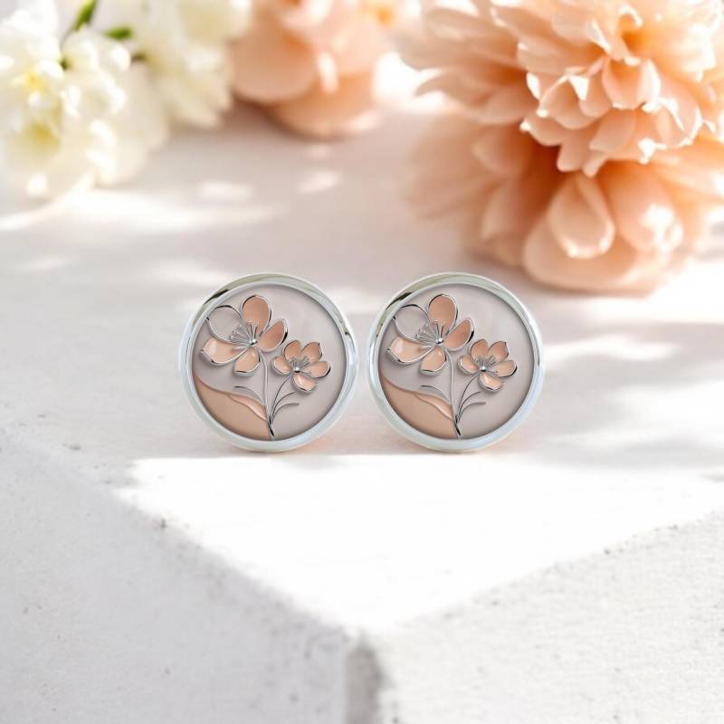 Ohrstecker Ohrringe Apricot Silber Blumen von Sweetlittlelove24