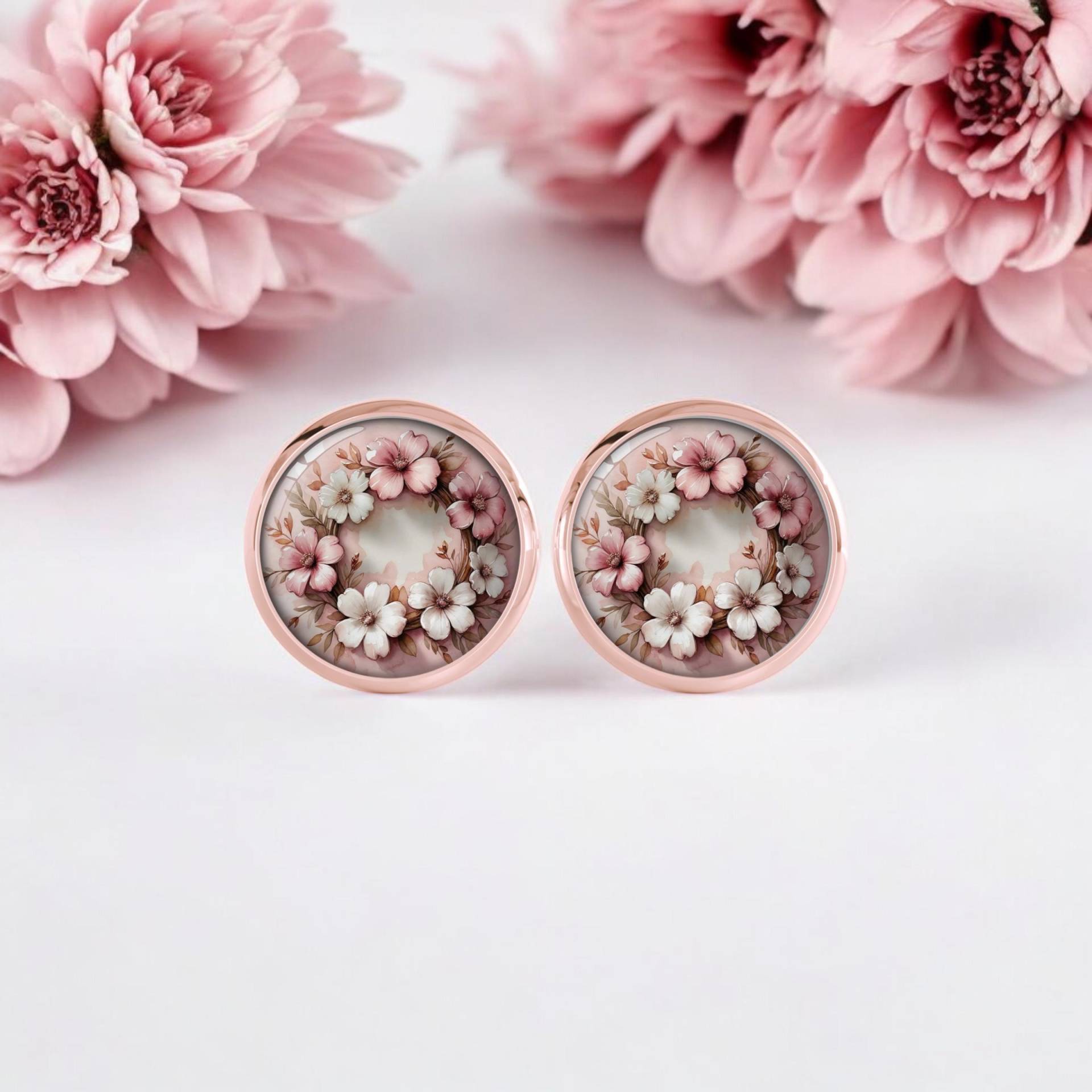 Ohrstecker Ohrringe Blumen Roségold Altrosa von Sweetlittlelove24