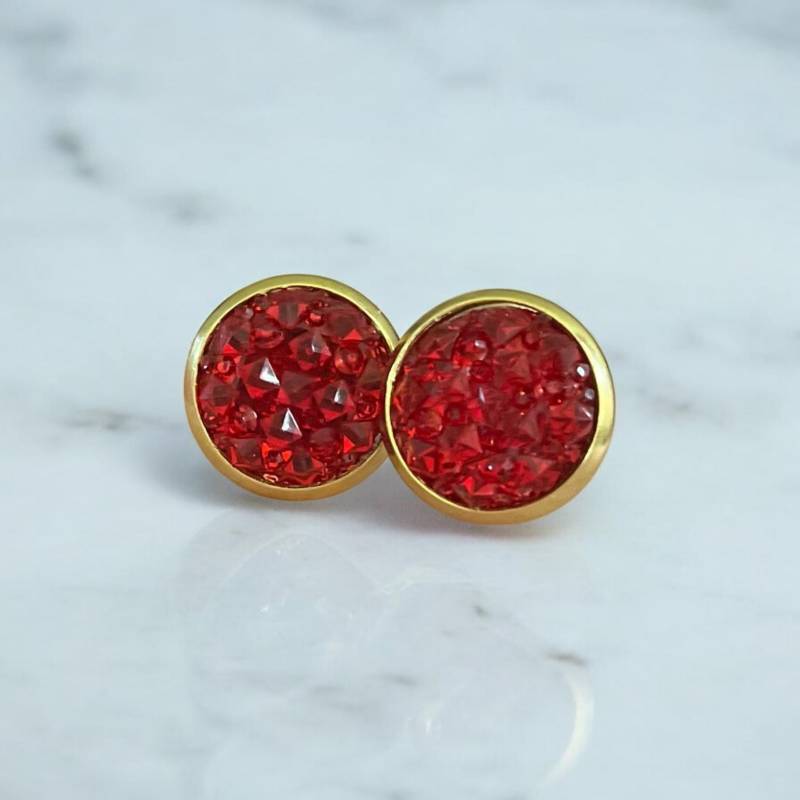 Ohrstecker Ohrringe Edelstahl Glitzer Gold Rot Ohrstecker Ohrringe Edelstahl Glitzer Gold Rot von Sweetlittlelove24