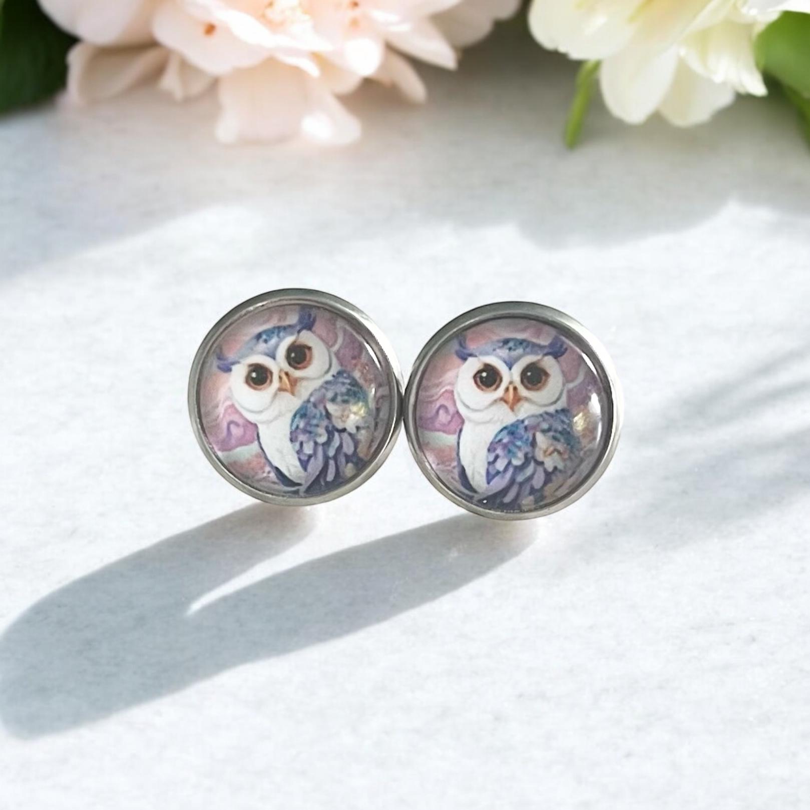 Ohrstecker Ohrringe Eule Edelstahl Bunt von Sweetlittlelove24