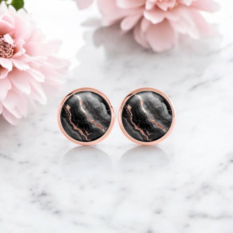 Ohrstecker Roségold Schwarz Marmor Ohrstecker Roségold Schwarz Marmor von Sweetlittlelove24