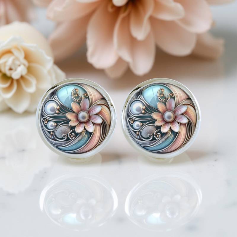 Ohrstecker Rund Silber Bunt von Sweetlittlelove24