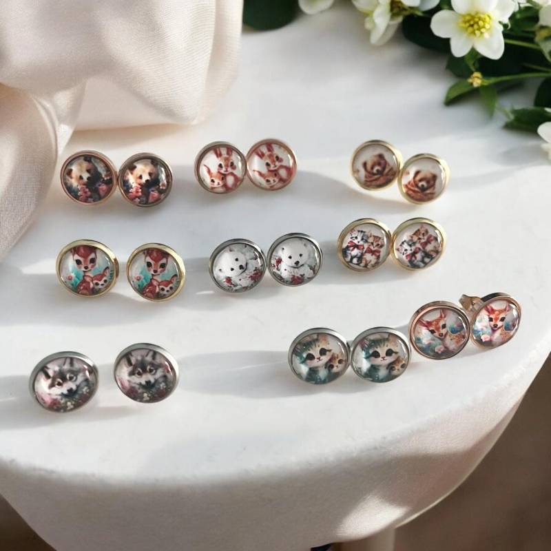 Ohrstecker in Gold Silber Roségold Edelstahl Ohrringe Verschiedene Tiermotive Mädchen Kinder Damen Geschenk Schmuck von Sweetlittlelove24