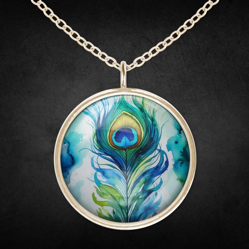 Pfauenauge Halskette Gold Damen Kette Pfauenfeder Grün Blau Pfauenauge Halskette Gold Damen Kette Pfauenfeder Grün Blau von Sweetlittlelove24