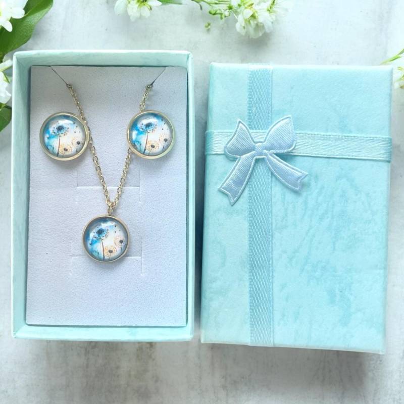 Schmuck Set Gold Pusteblume Schmuckset Edelstahl Halskette Ohrringe Damen Geschenk Geburtstagsgeschenk Frau von Sweetlittlelove24