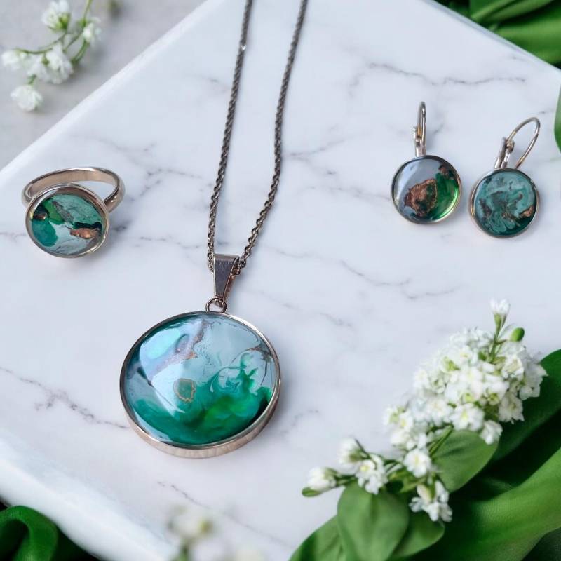 Schmuckset Ohrringe Halskette Ring Edelstahl Roségold Geschenk Damen Schmuckset Ohrringe Halskette Ring Edelstahl Roségold Geschenk Damen von Sweetlittlelove24