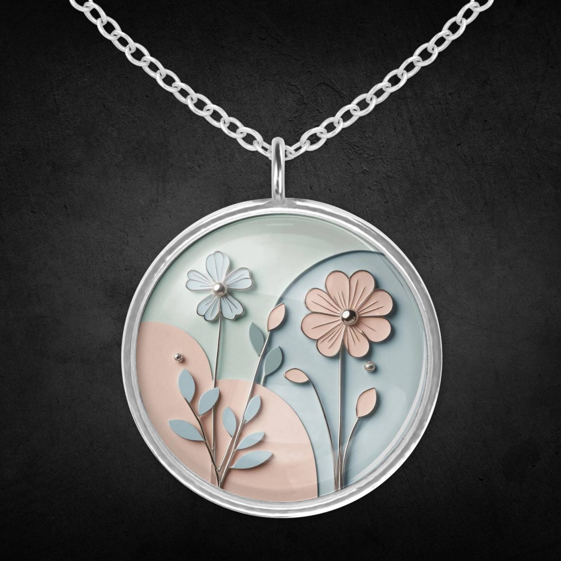 Silberne Kette Damen Halskette Mit Blumen Blau Rosa Schmuck Geschenk Zum Geburtstag Frau Mädchen Silberne Kette Damen Halskette Mit Blumen Blau Rosa Schmuck Geschenk Zum Geburtstag Frau Mädchen von Sweetlittlelove24