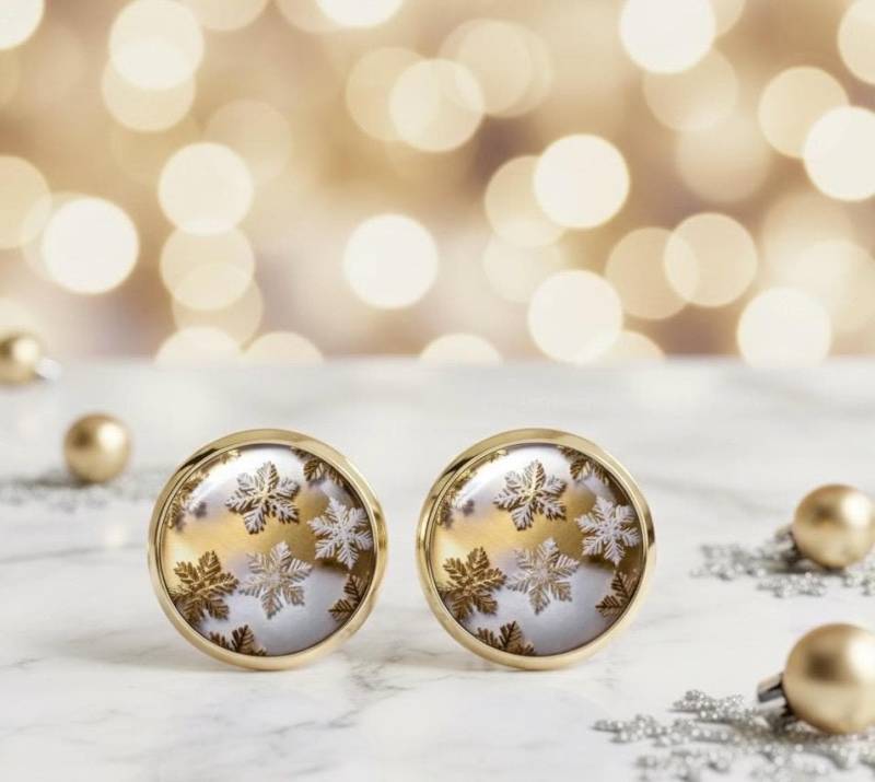 Weihnachten Ohrstecker Ohrringe Schneeflocke Gold von Sweetlittlelove24