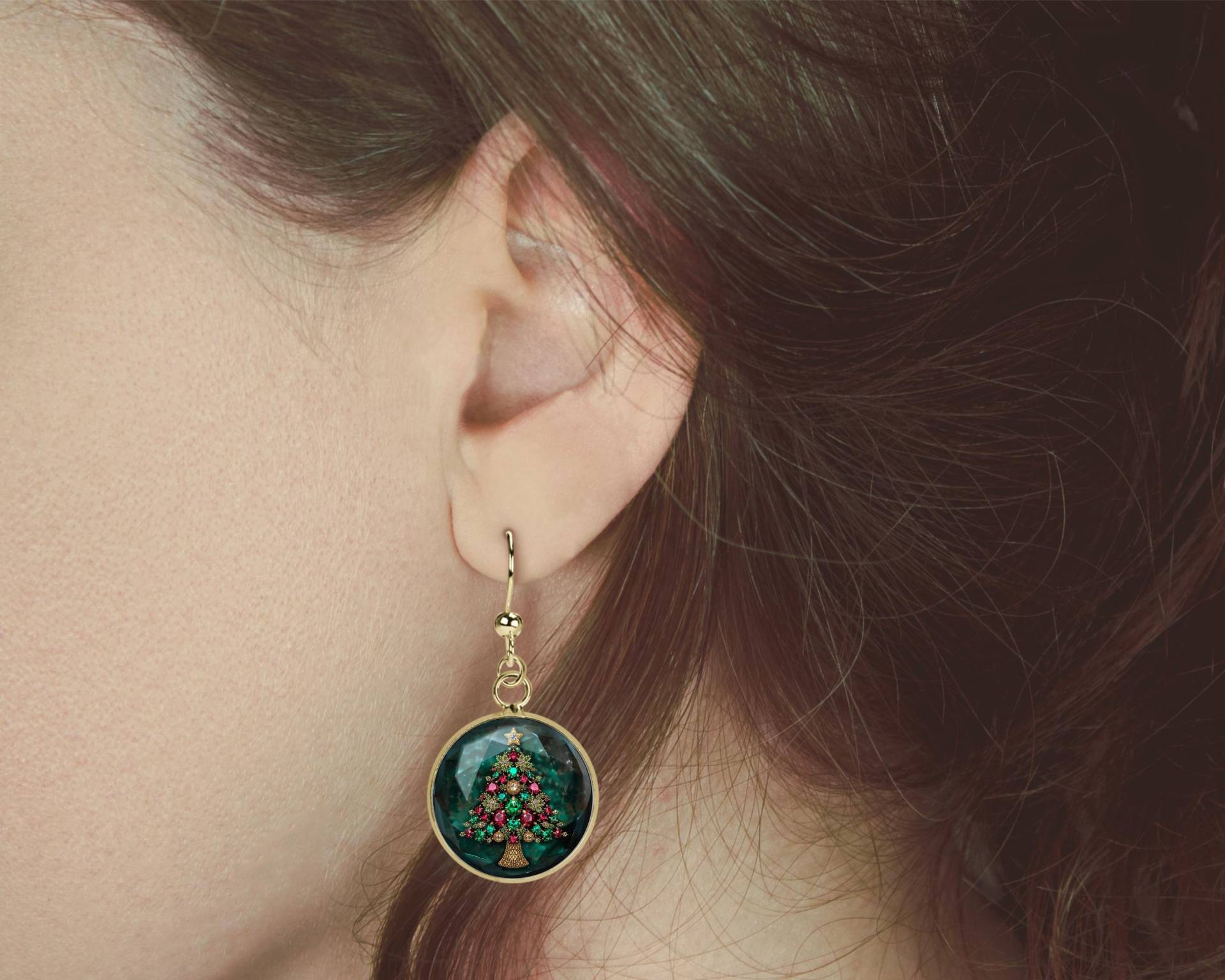 Weihnachts Ohrringe Hängend Gold Edelstahl von Sweetlittlelove24