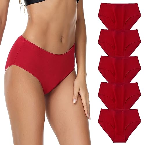 Sweetneed chida yi Bauchweg Unterhosen Damen Baumwolle Nahtlose Unterwäsche Damen Bequeme Hipster Panties Damen Slip mit mittlerer Taille 5er Pack von Sweetneed chida yi