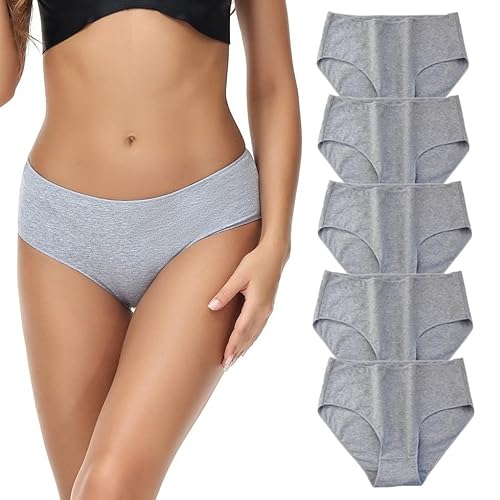 Sweetneed chida yi Bauchweg Unterhosen Damen Baumwolle Nahtlose Unterwäsche Damen Bequeme Hipster Panties Frauen Slip mit mittlerer Taille 5er Pack von Sweetneed chida yi