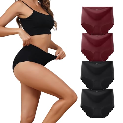 Sweetneed chida yi Unterhosen Damen Nahtlose Slips Seamless Unterwäsche Frauen Hohe Taille Panties No Show Hipster Panty Mehrpack 4Er Pack Atmungsaktiv Damenunterwäsche Schlüpfer Weich Höschen Bikinis von Sweetneed chida yi