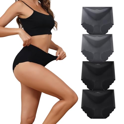 Sweetneed chida yi Unterhosen Damen Nahtlose Slips Seamless Unterwäsche Frauen Hohe Taille Panties No Show Hipster Panty Mehrpack 4Er Pack Atmungsaktiv Damenunterwäsche Schlüpfer Weich Höschen Bikinis von Sweetneed chida yi