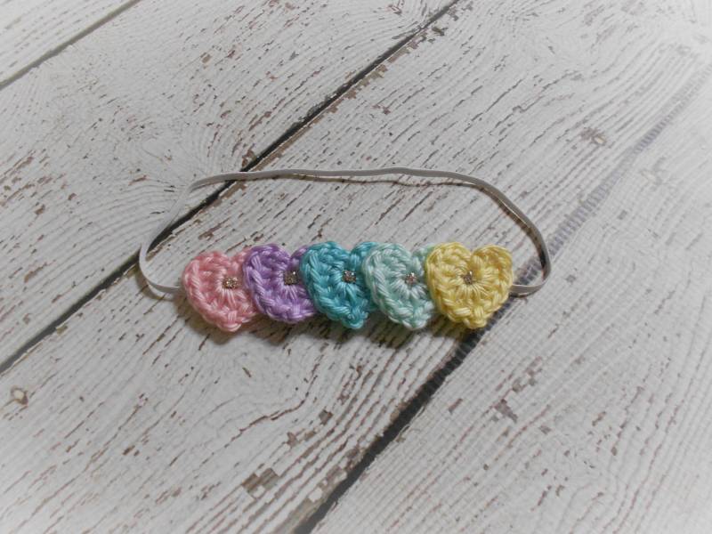 Crochet Regenbogen Herz Stirnband Neugeborenen Erwachsene von SweetpeasAlley