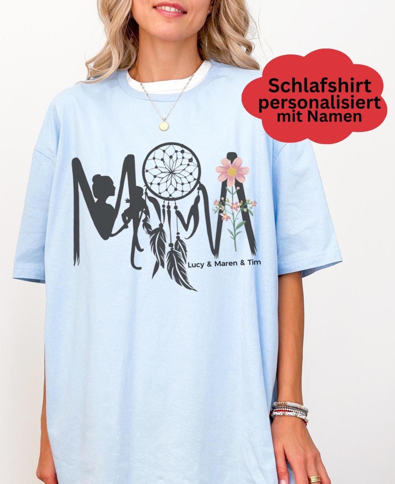 Personalisiertes Schlafshirt Mama, Geschenk Mama Weihnachten, Geschenkidee Für Mit Wunschnamen Personalisiert, Pyjama Kurzarm-Shirt von Sweets4Soul