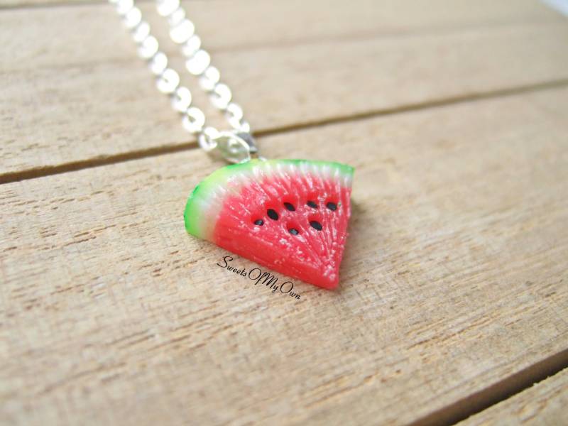 Wassermelone Anhänger - Obst Halskette/Charm/Schlüsselanhänger Schmuck Handgemacht in Großbritannien Mit Polymer Clay von SweetsOfMyOwn