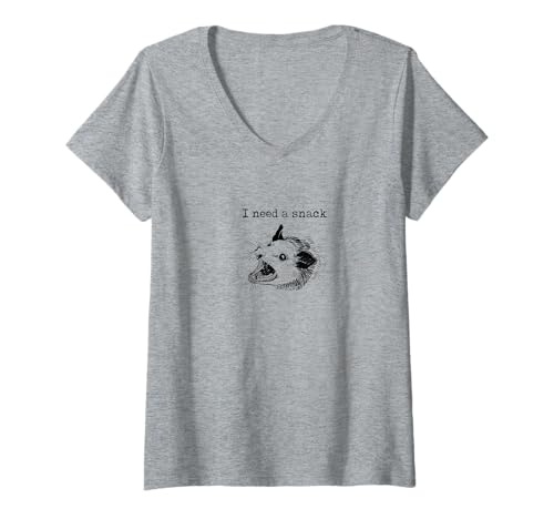 Damen Funny I Need a Snack Meme - Screaming Opossum Opossum T-Shirt mit V-Ausschnitt Damen Funny I Need a Snack Meme - Screaming Opossum Opossum T-Shirt mit V-Ausschnitt von Sweetteesetc Meme Tees
