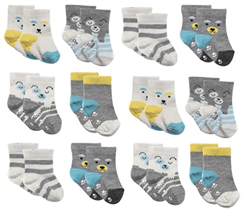 Sweety Bloom Socken Baby 0-3 Monate(15-16), Antirutsch, Mädchen & Jungen Neugeborene, Baumwolle, 12 Stück von Sweety Bloom