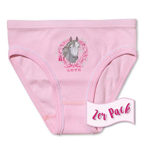 Sweety 2er Set Mädchen Unterwäsche Bikini-Slip Feinripp Gr. 116 I Bequemer Mädchen Slip aus 100% Baumwolle mit Pferdemotiv I Kinder Unterwäsche I Unterhosen Mädchen I Girls Underwear I Rosa von Sweety