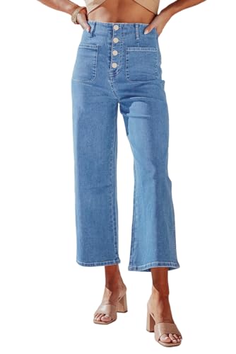 Sweezarmo Damen High Waist Stretch Jeans - Lässig Skinny Jeans Mit Weitem Bein - XXL XX-Large Hellblau Sweezarmo Damen High Waist Stretch Jeans - Lässig Skinny Jeans Mit Weitem Bein - XXL XX-Large Hellblau von Sweezarmo