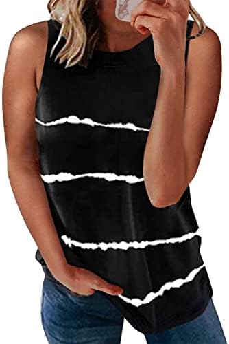 Sweezarmo Damen Sommer Locker Rundhalsausschnitt Tank Top，Damen Ist Bügelfrei Ärmellose Blusentop，Damen Ärmellos Lässig Bedruckt Camisole XL Schwarz X-Large von Sweezarmo