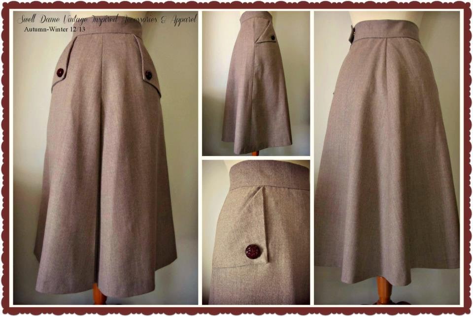 Schöner 50Er Jahre Rock Mit Geknöpften Seitentaschen Und Mittelfalte von SwellDameBoutique