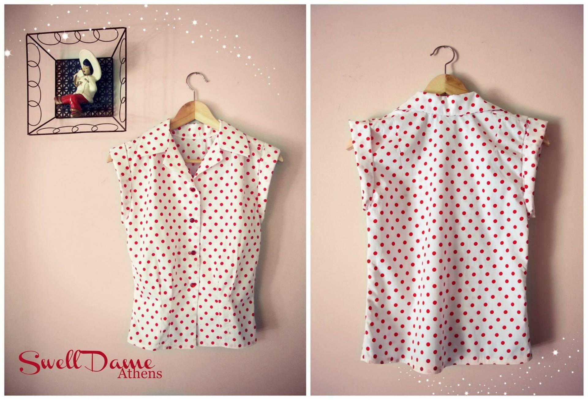 Swell Dame 1950Er-Jahre-Repro-Blusenhemd Mit Polka-Dot-Print, Viele Andere Stoffe Verfügbar, Alle Größen von SwellDameBoutique