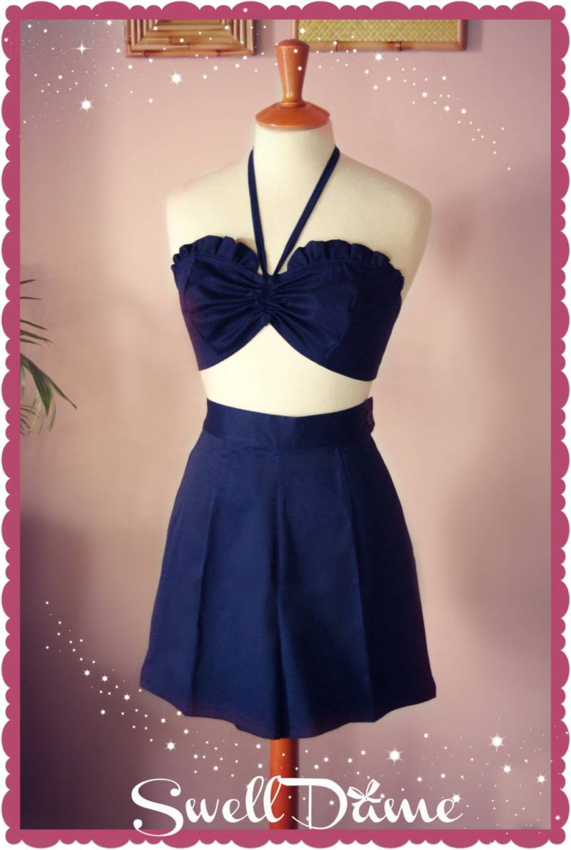 Swell Dame 1950Er Jahre Reproduktion Playsuit in Uni-Farbigen Stoffen von SwellDameBoutique