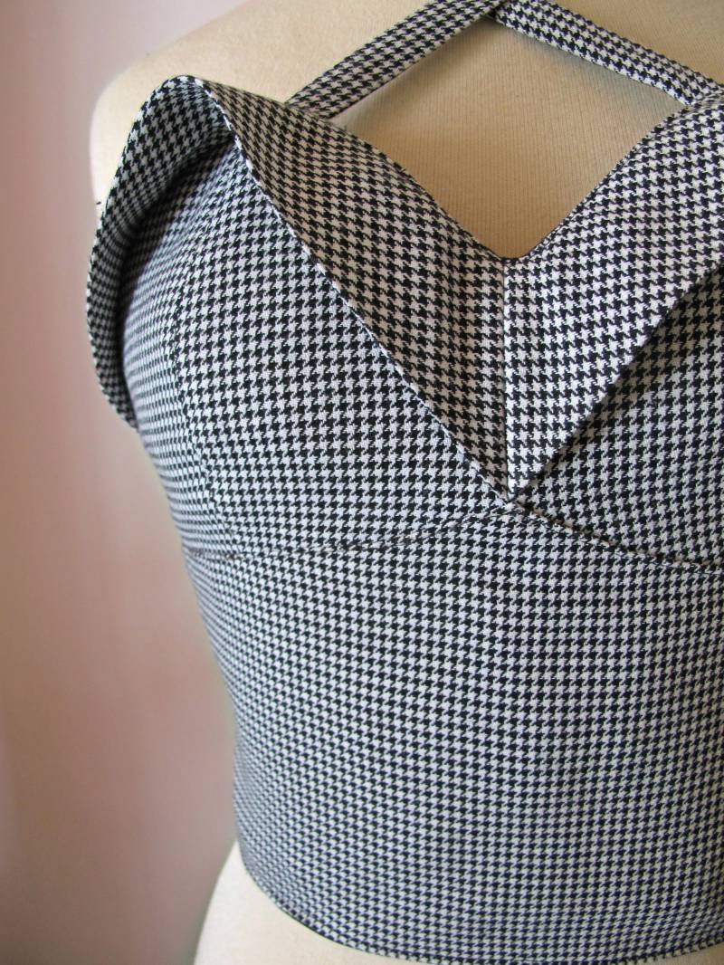 Swell Dame 1950S Vintage Style Schwarz Weiss Hahnentritt Bustier Auf Bestellung von SwellDameBoutique