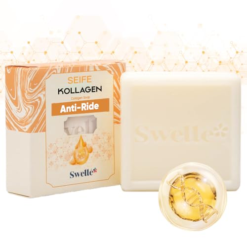 SWELLE Seife Collagen Masken Beauty Duschbrocken 100gr 1 Seife Stück | Body, Face Care, Hand Soap | Natur Duschseife Männer Frauen | Naturseife Bio - Duschseife Damen Männer von Swelle