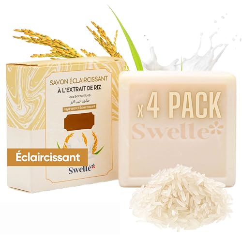 SWELLE Seifen Reis 100 gr Aufhellende Seife Stück Gesicht Körper,Duschseife Manner Damen Seife Fest als Festes Duschgel Männer Duschgel Damen Vegane Natürlicher Duschbrocken (4, 4X100 g (4er Pack)) von Swelle