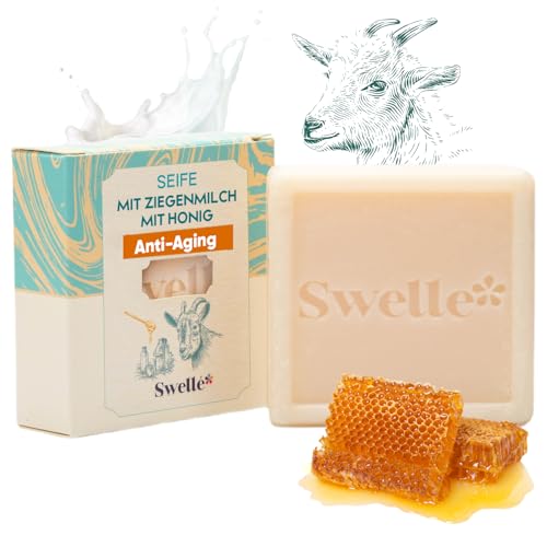 SWELLE Ziegenmilchseife 100g mit Honig Ziegenmilchseife Gesicht Duschbrocken Männer Damen 1 Seife Stück, Akne Seife, Naturseife Anti Pickel Hand Gesicht Körperseife, Feste Seife,Face Care Naturseife von Swelle