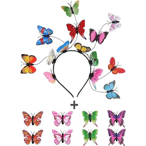 Swetopq Schmetterlings-Stirnband für Damen, Kinder, Haarspange, Stirnband, Karneval, Party, Kopfschmuck, Schmetterling, T-i-a-r-a von Swetopq