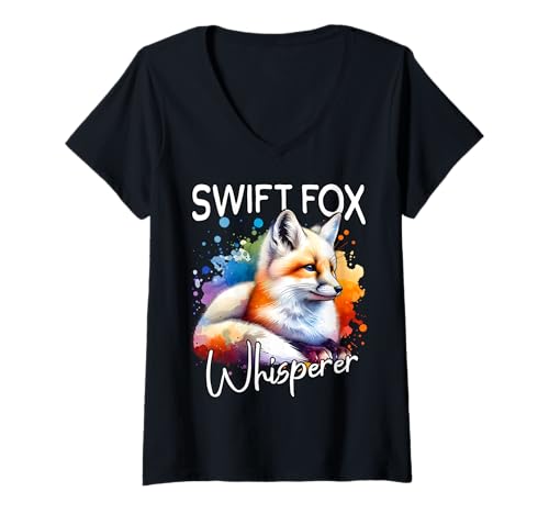 Damen Swift Fox Whisperer Swiftfuchs T-Shirt mit V-Ausschnitt Damen Swift Fox Whisperer Swiftfuchs T-Shirt mit V-Ausschnitt von Swiftfuchs Designs Für Damen Und Herren