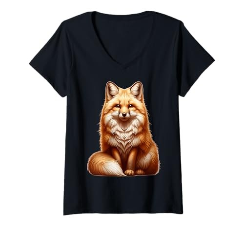 Damen Swift Fox Design Swiftfuchs T-Shirt mit V-Ausschnitt Damen Swift Fox Design Swiftfuchs T-Shirt mit V-Ausschnitt von Swiftfuchs Motiv Herren Damen