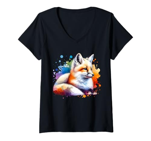Damen Swift Fox Swiftfuchs T-Shirt mit V-Ausschnitt von Swiftfuchs Motive Für Herren Und Damen