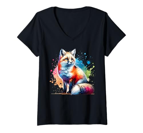 Damen Swift Fox Swiftfuchs T-Shirt mit V-Ausschnitt von Swiftfuchs Motive Für Herren Und Damen