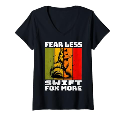 Damen Swift Fox Swiftfuchs T-Shirt mit V-Ausschnitt von Swiftfuchs Motive Herren Damen