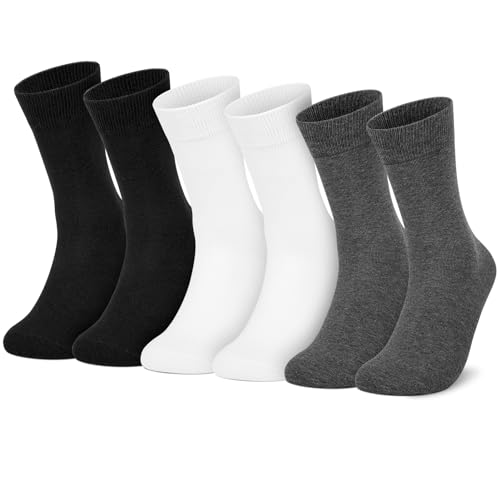 Swigtek 12 Paar Socken Herren Komfort Anzugsocken Baumwolle Schwarz Business Socken (Schwarz X4+Weiß X4+Dunkelgrau X4,47-50) von Swigtek