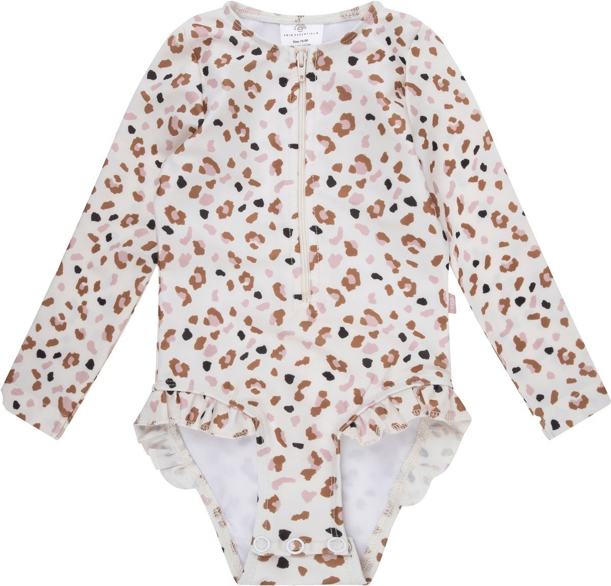 Swim Essentials Badeanzug Swim Essentials Langarm-UV-Badeanzug, für Mädchen weiß/khaki Leoparden von Swim Essentials