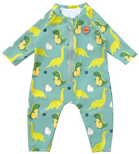 Swimbubs Baby UV Badeanzug Jungen Sonnenanzug Bademode Mädchen Sonnenschutz Rash Guard Weste Kleinkind UPF50 Neoprenanzug (3-6 Monate, Grün Dinosaurier) von Swimbubs