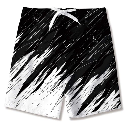 Swimnus Badehose Jungen Kinder Badeshorts Lustig 3D Tuschemalerei Muster Boarshorts Sommer Schnelltrocknend Badeshorts Hawaii Strand Surf Schwimmhose Urlaub Short Kurze Schwarz 10-11 Jahre von Swimnus