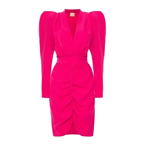 Swing Fashion Damen Kleid Elegant | Partykleid | Cocktailkleider | Abendkleid | Business Kleider | Festliches Kleid | Bleistiftkleid | Bodycon | V-Ausschnitt | Knielang | Langarm | Rosa | M(38) von Swing Fashion