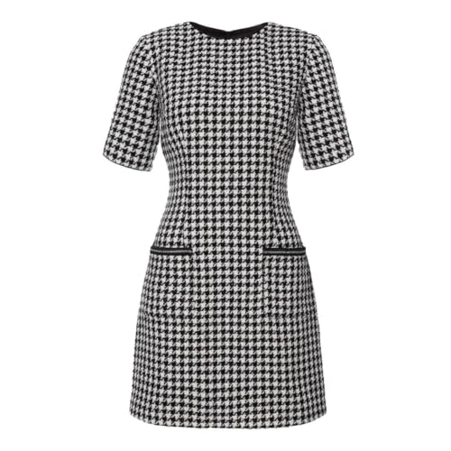 Swing Fashion Mindi Minikleid aus Tweed mit Schößchen und Kurzen Ärmeln 40(L) | Ideal für den Alltag, für die Arbeit, für das Büro, zum Ausgehen mit Freunden, zum Abendessen von Swing Fashion