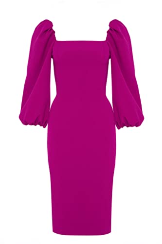 Swing Fashion Women's Giselle | Fuchsia Bleistiftkleid | Damen Etuikleider | Festliches Abendkleid | Partykleid | Cocktailkleider | Sexy Tailliertes Enges Kleid 34 (XS) von Swing Fashion