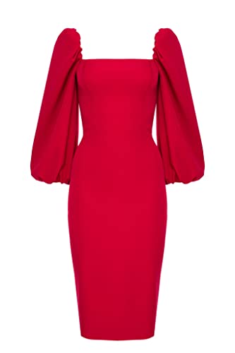 Swing Fashion Women's Giselle | Rot Bleistiftkleid | Damen Etuikleider | Festliches Abendkleid | Partykleid | Cocktailkleider | Sexy Tailliertes Enges Kleid 36 (S) von Swing Fashion