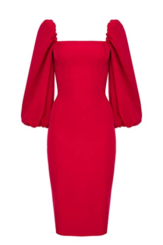 Swing Fashion Women's Giselle | Rot Bleistiftkleid | Damen Etuikleider | Festliches Abendkleid | Partykleid | Cocktailkleider | Sexy Tailliertes Enges Kleid 40 (L) von Swing Fashion