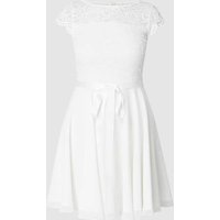 Swing Cocktailkleid aus floraler Spitze und Chiffon in Offwhite, Größe 32 von Swing